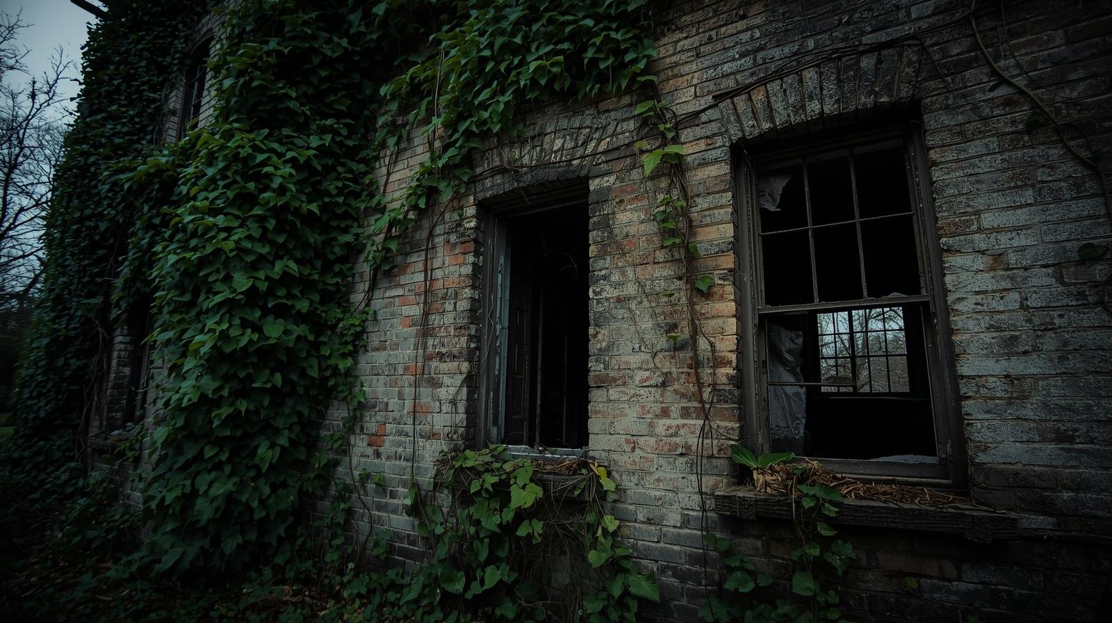 An abandoned brick house with cracked in Nassau