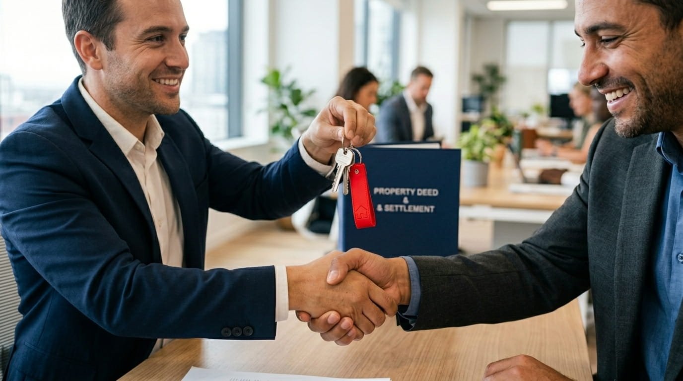 Successful closing of an as-is FSBO sale with keys being handed over to the buyer.