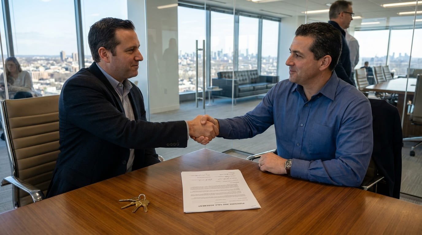 Professional printed offering memorandum for a commercial property listing in Long Island showing financial tables and property details.